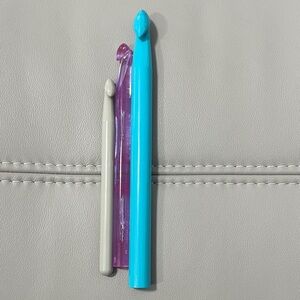 Set of Crochet Hooks in Blue, Purple, and White